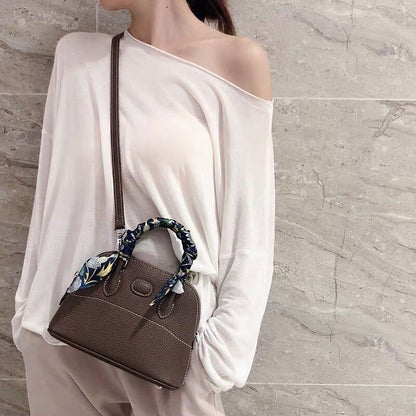 Bowling Handbag Genuine Leather Shell Purse Crossbody Shoulder Bags S/M/L Sizes