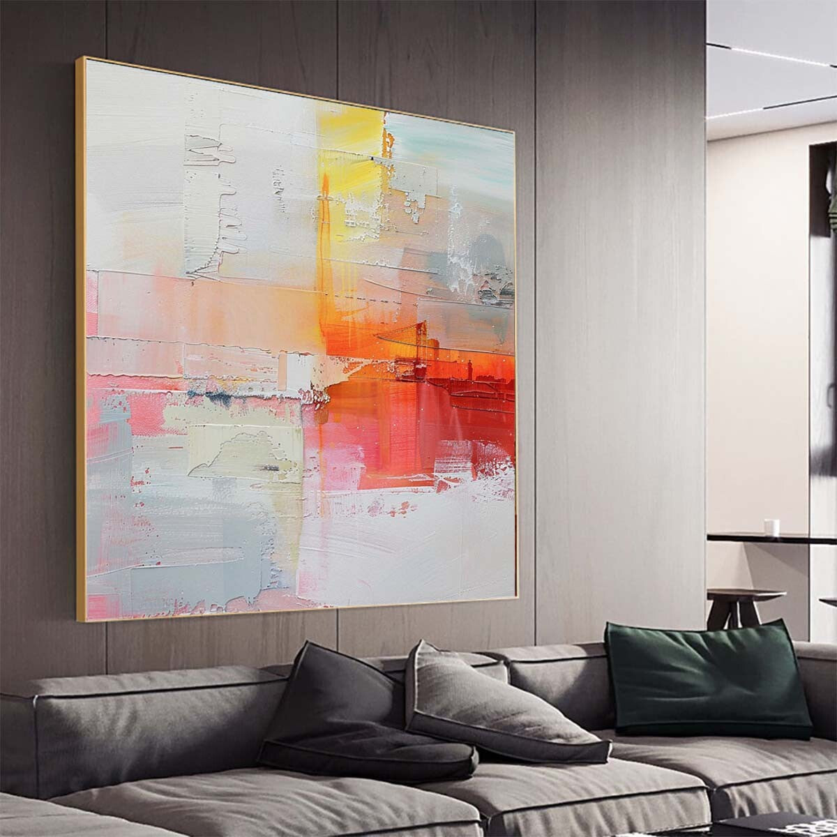 Wall Art pink Oil Painting Hand Painted Decorative Modern Abstract yellow