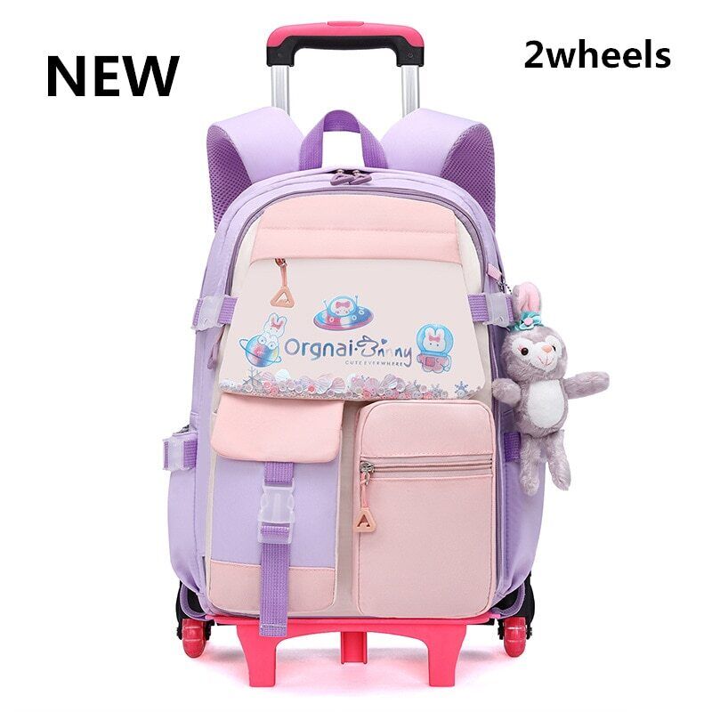 Girls Wheel School Bags Children Primary School Backpack Kids Book Bag Schoolbag