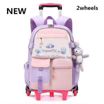 Girls Wheel School Bags Children Primary School Backpack Kids Book Bag Schoolbag