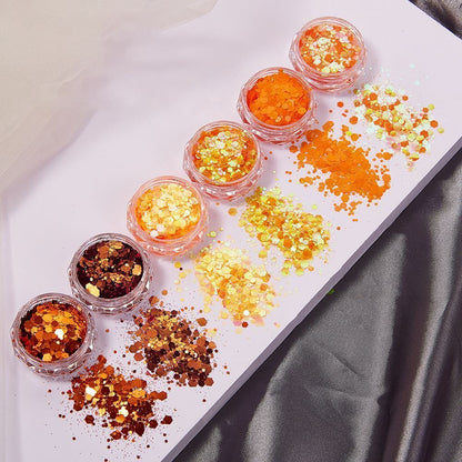 Nail Art 6Pcs Sequins Glitter Hexagon Flakes DIY Epoxy Silicone Mold Filling Kit