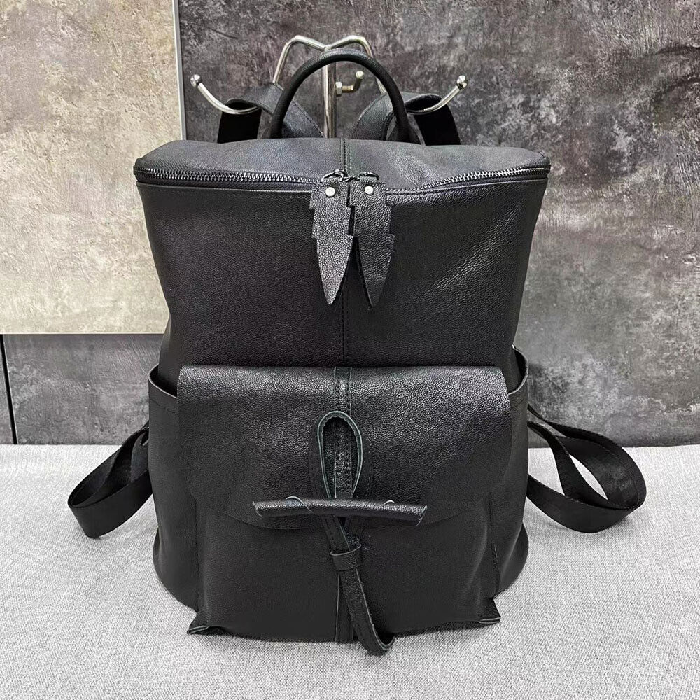 New Designer Cowhide Leather Backpack Women's College School Backpack Travel Bag