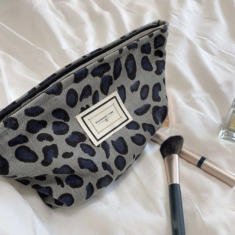 Corduroy Plaid Flower Cosmetic Lipstick Case Travel Makeup Bag 17*10*7/25*18*5CM