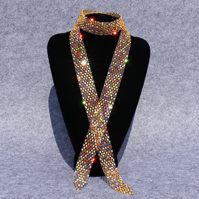 Men Ties Shiny Rhinestones Women Fashion Sequin Party Night Club Bar Accessories