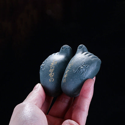 One Pair Feet Yixing Zisha Purple Clay Tea Pet Creative House Warming Gift New