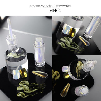 Liquid Nail Art Glitters 6 Colors Aurora Metallic Magic Mirror Moonlight Pigment