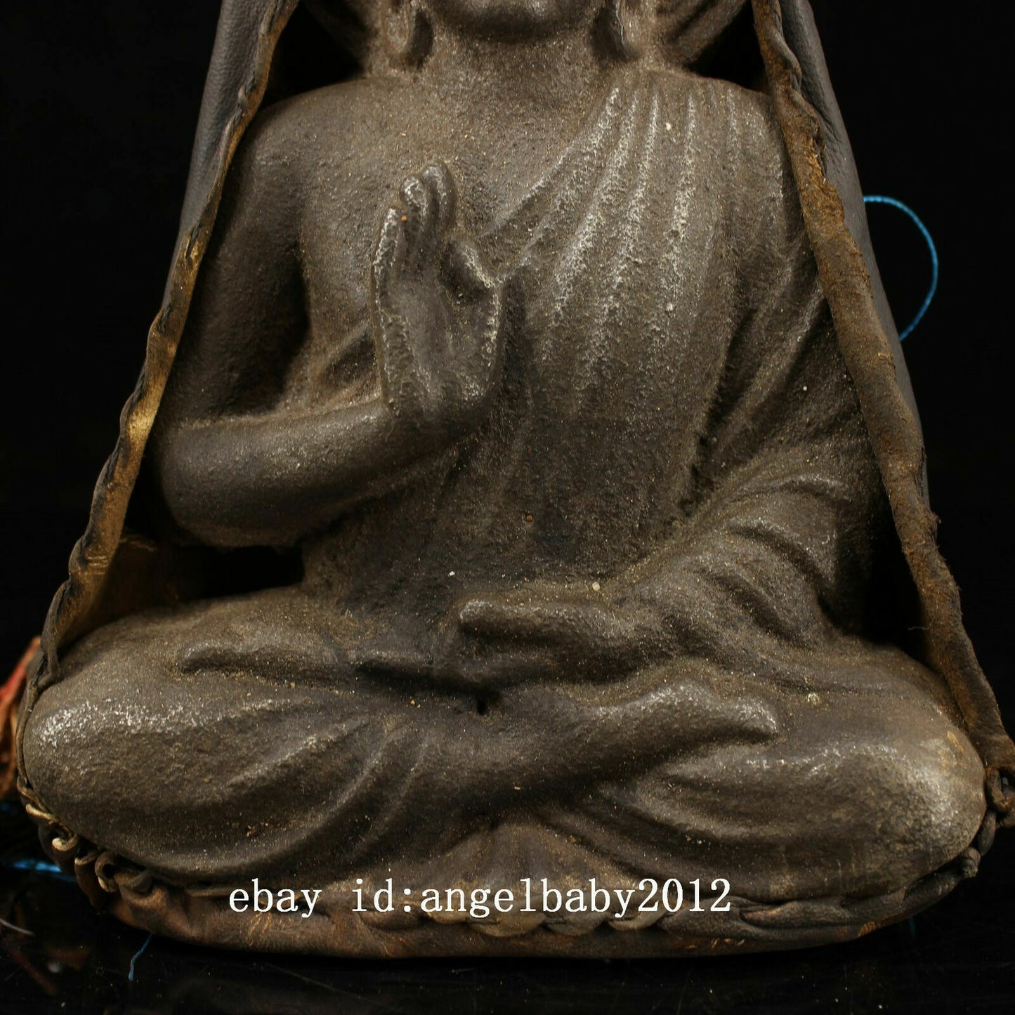 8" Chinese Old Antique Tibet Handmade Meteorite Iron Sakyamuni Buddha Statue