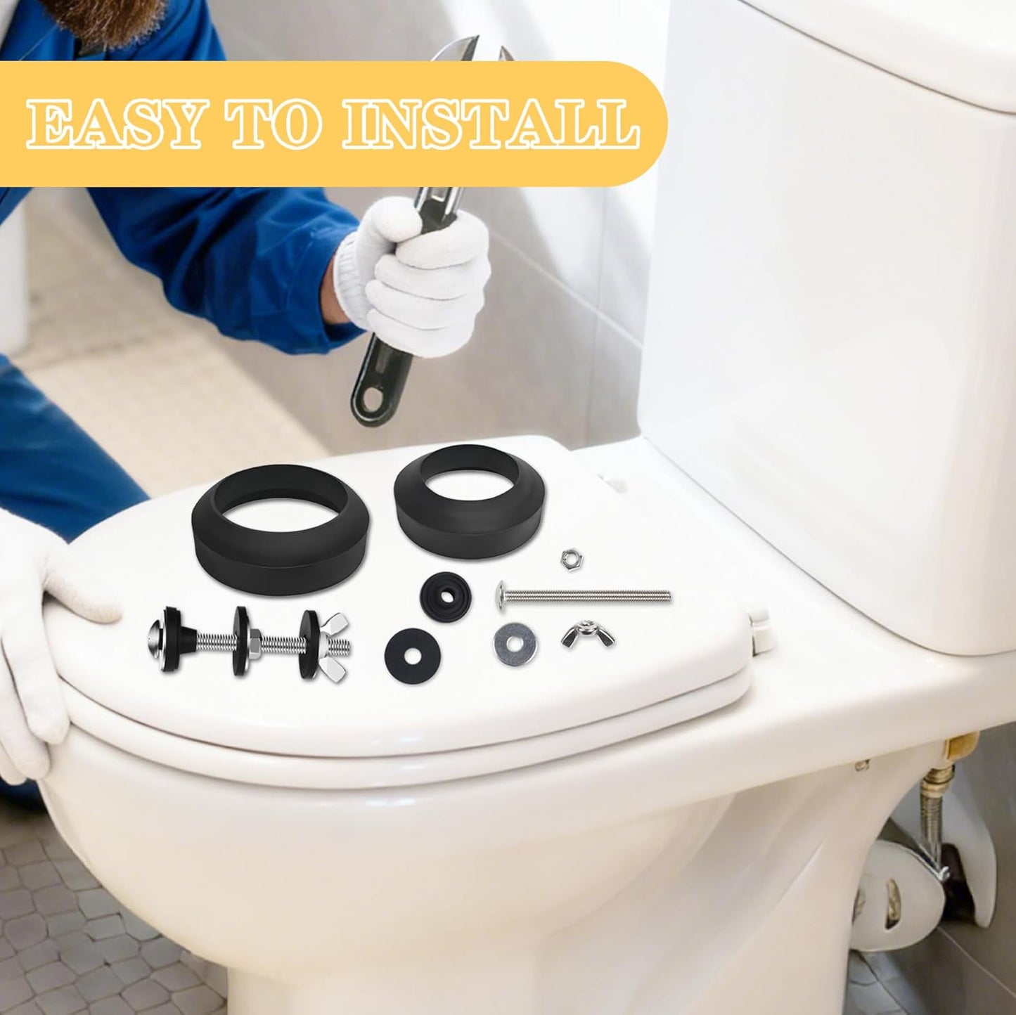 Universal Toilet Tank to Bowl Gaskets Kit, 2PCS 2.75‘’ Heavy Duty Toilet Tank Bo
