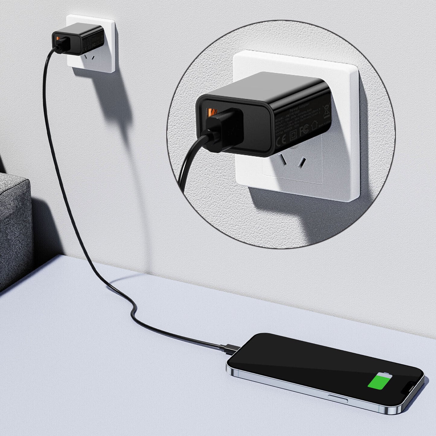 18W Super Fast USB-C Wall Charger & 3ft Cable For OnePlus Nord N100/Ace Pro/Nord