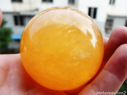 50-55MM+SAND New Natural Citrine Calcite Quartz Crystal Sphere Healing Gemston