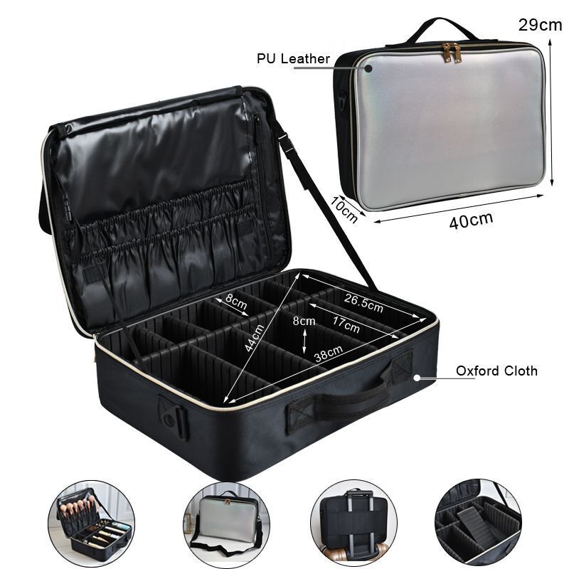 Make Up Case Professional Cosmetic Bag Synthetic Leather Makeup Purse Waterproof