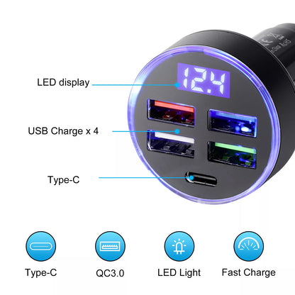 5PCS 4 USB Port Super Fast Car Charger Adapter for iPhone Samsung Android Phone