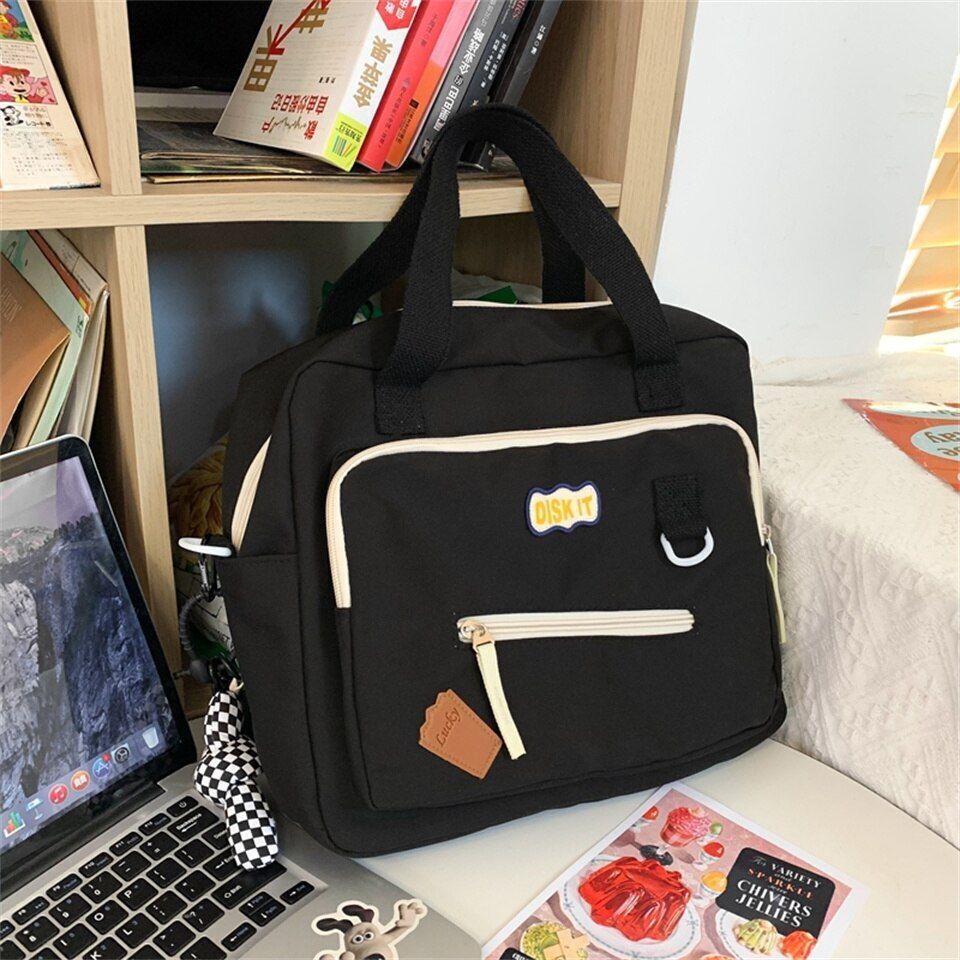 Cute Backpack Student Bag Badge Multifunctional Waterproof Nylon 35*28*12 CM 1PC