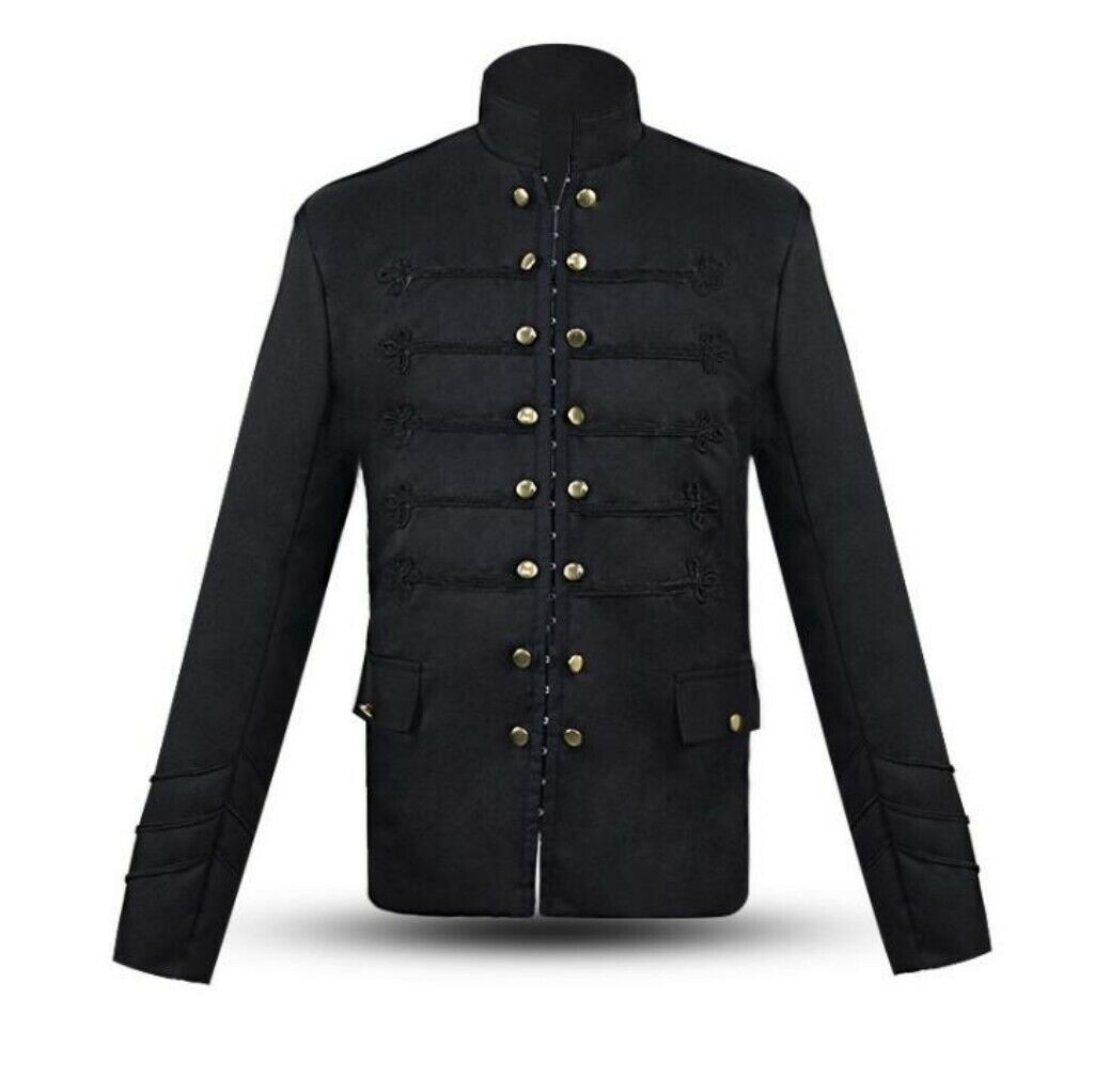 Men's Gothic Steampunk Blazer Jacket Stand Collar Long sleeve Slim Fit Cosplay