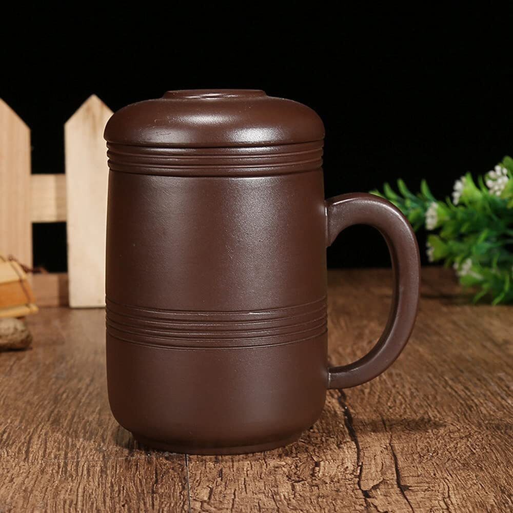 4.9" Chinese Yixing Purple Clay Manual Teacup Filter Handmade Infuser Cup Mugs