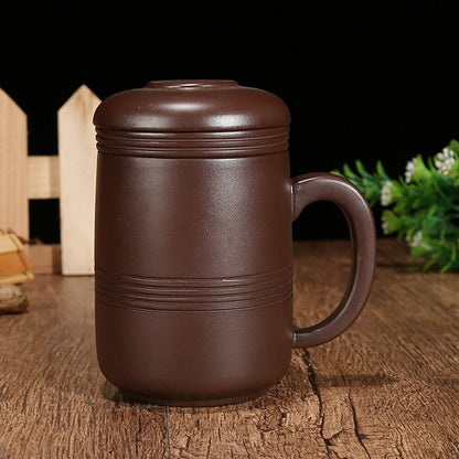 4.9" Chinese Yixing Purple Clay Manual Teacup Filter Handmade Infuser Cup Mugs