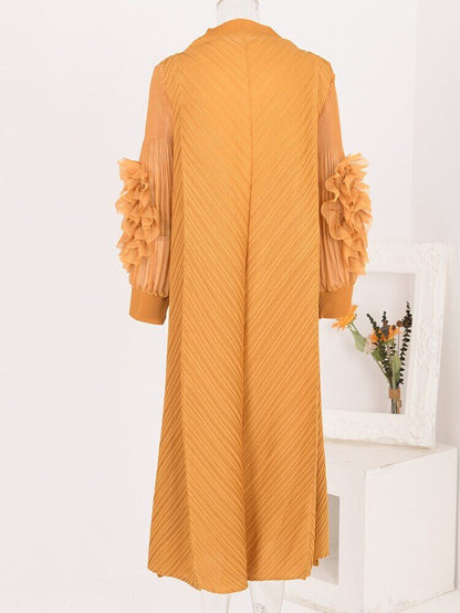 Dress Round Neck Spliced Full Sleeve Long Dresses Women Spring Clothes
