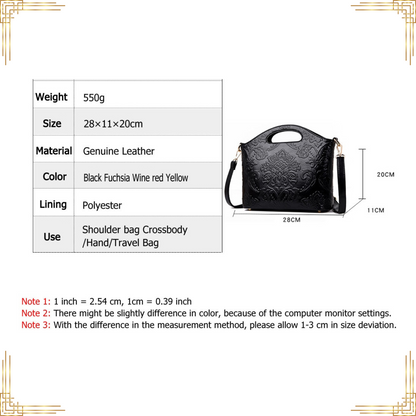 Women GENUINE LEATHER Floral Handbag Crossbody Shoulder Bag Stylish Luxury Tote