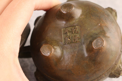 Rare Bronze Dragon Buddha Statue Figure Incense Burner Table Decor Tea Pet