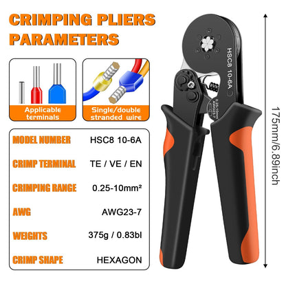 Wire Crimping Tool Kit with 750pcs Ferrules Terminals Hex Crimper for VE Tubular