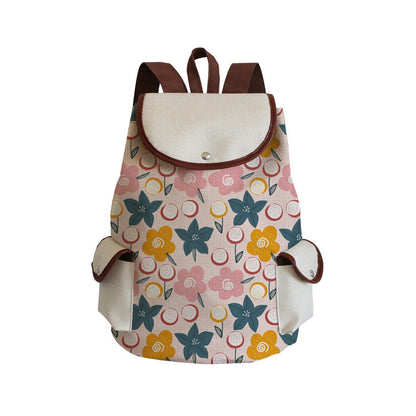 Vintage Drawstring Backpacks Large Practical Portable Linen Shoulders Bags 1 PC