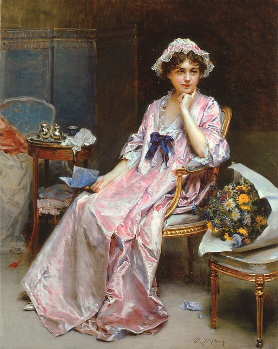 Oil painting Raimundo_Madrazo-The_reluctant_mistress Raimundo_Madrazo-The_reluct