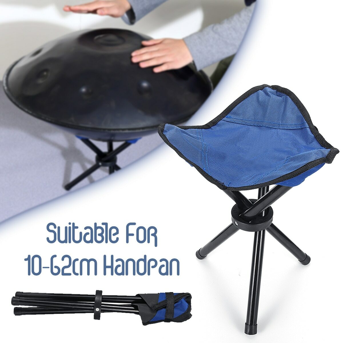 New Metal Foldable Drum Stand Triangle Bracket Stand Black Handpan Shelf
