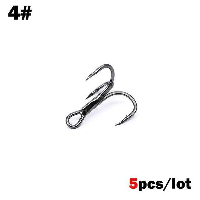 5 Hooks for Each Pack Black Nickle fishing Blade Forged Treble Hooks