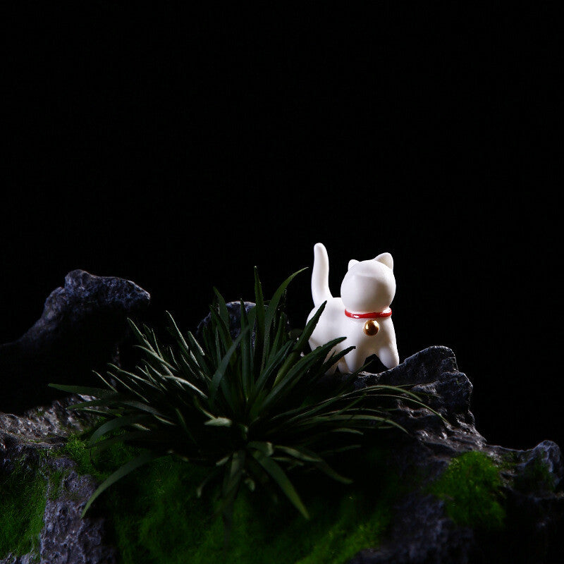 Lovely Porcelain Cat Tea Pet Microlandschaft Decoration Lovely Animal Tea Play