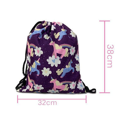 Watercolor Art Print Backpack Drawstring Bag Daypack Gymnast Storage Bag Travel