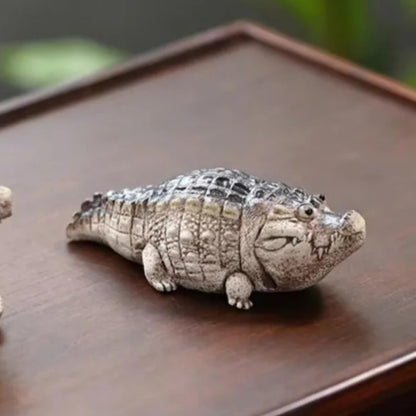 Mini Crocodile Tea Pet Handmade Ornaments 6.6cm Statue Tea Ceremony Tea Play