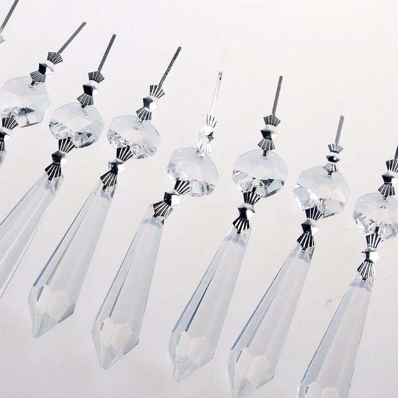 50 Clear Glass Crystals Chandelier Lamp Prisms Parts +38mm Hanging Drops Pendant