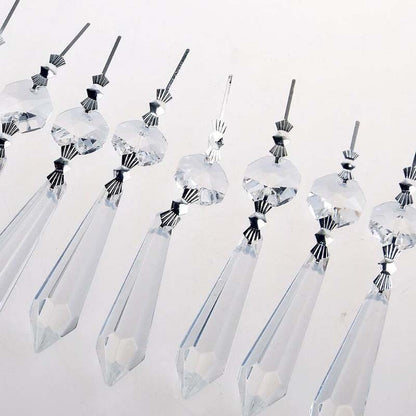 50 Clear Glass Crystals Chandelier Lamp Prisms Parts +38mm Hanging Drops Pendant