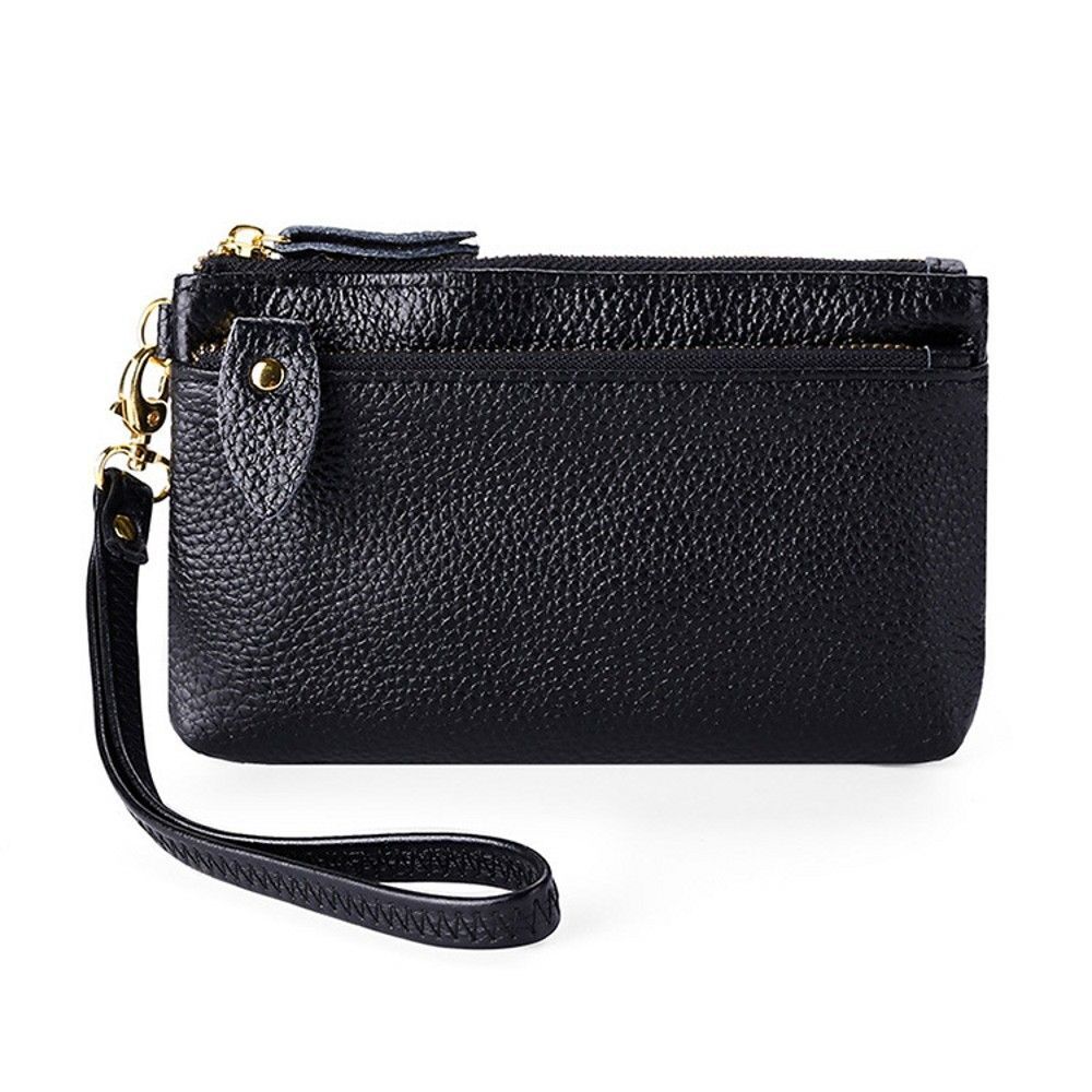 Genuine Cow Leather Wrist Strap Purse Handbag Versatile 17.5*10*0.8 CM Polyester