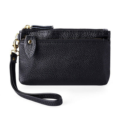 Genuine Cow Leather Wrist Strap Purse Handbag Versatile 17.5*10*0.8 CM Polyester