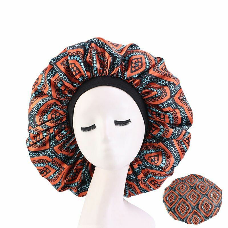 Sleep Night Cap Big Size Beauty Satin Silky Bonnet Head Cover Hat Curly Springy