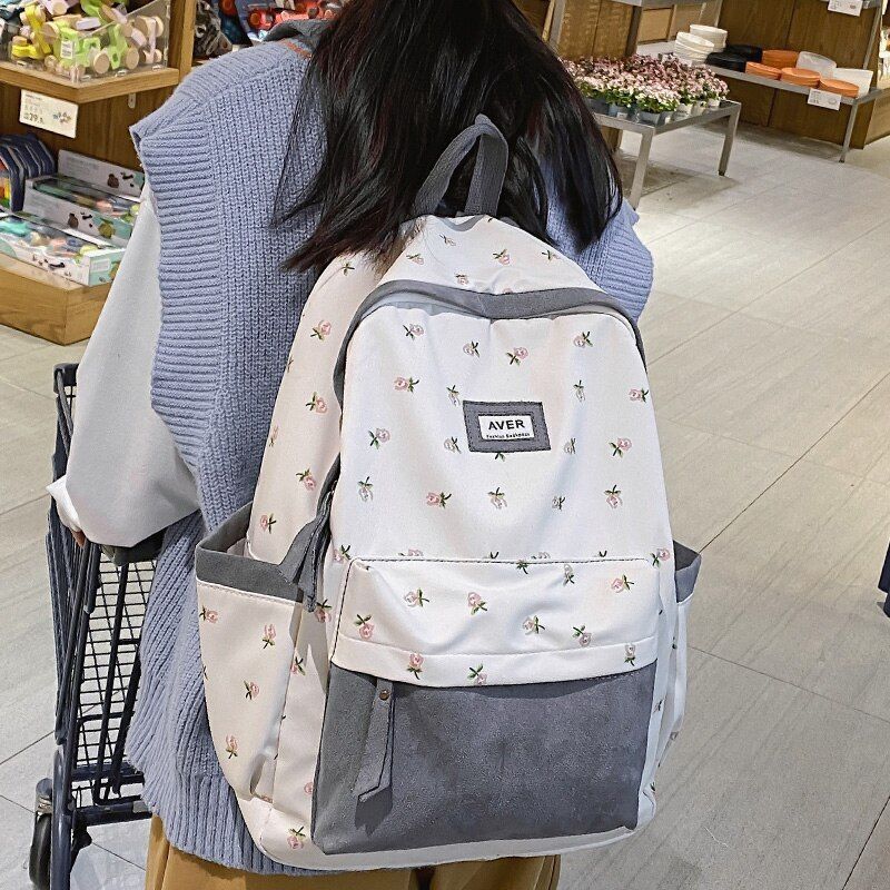Nylon Bag Laptop Cute Flannel Backpack Traveling Light Student Bags 30*14*44 CM