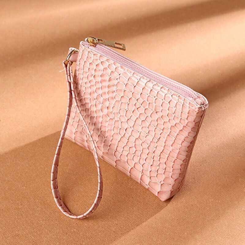 Synthetic Leather Wallet Clutch Bag Wrist Strap Handbag Cash Holder 19*11*1.5 Cm