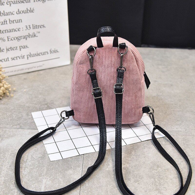 Backpack Corduroy Crossbody Bags Striped Soft Cloth Shoulder Purses 15*21*11 CM