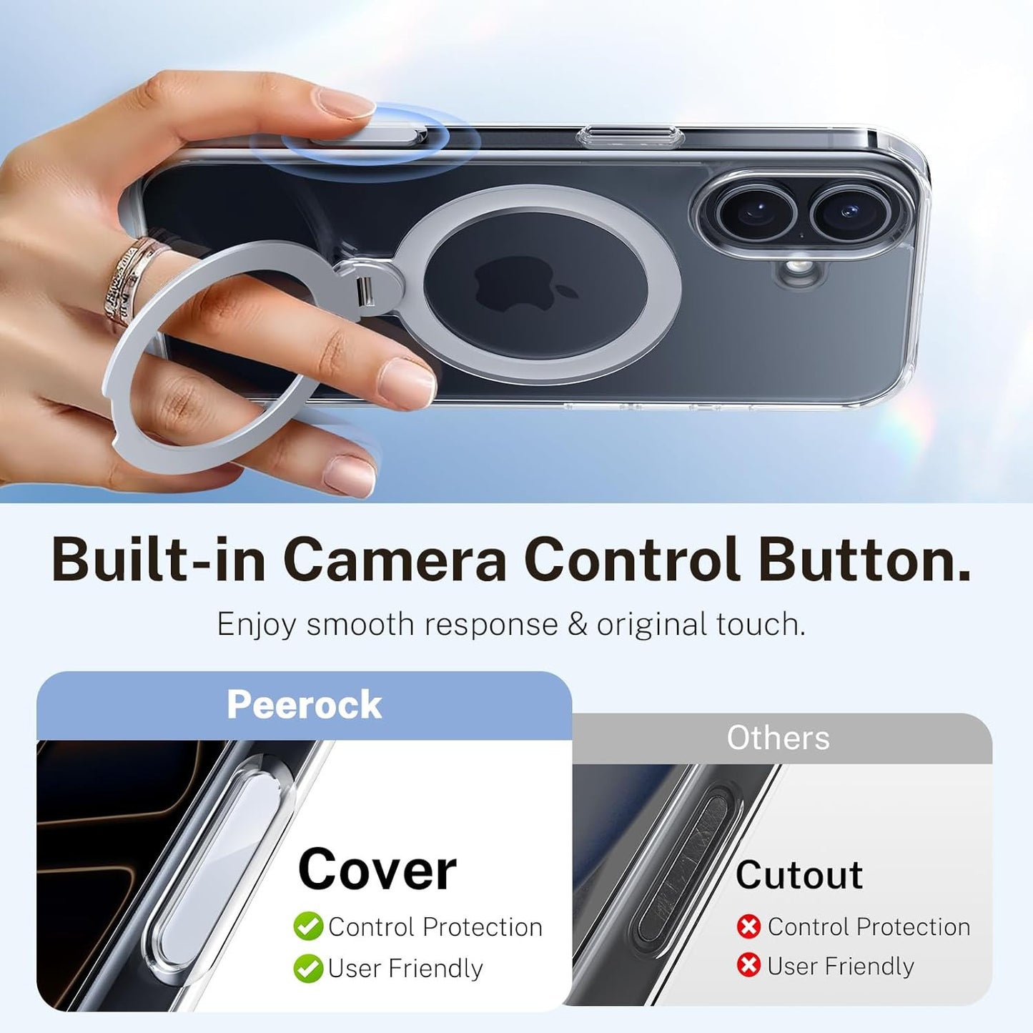 For Iphone 17 Case: with 360° Spin Magnetic Stand, Camera Control Button, Fit fo