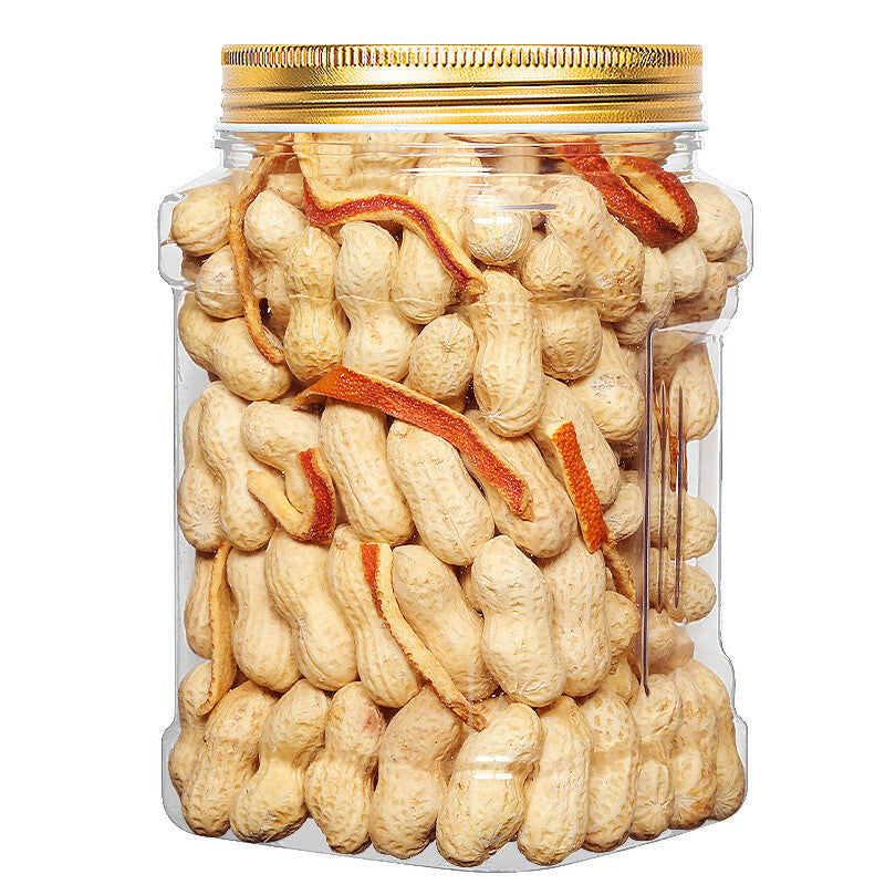 Canned Shelled Cooked Red Peanuts - Tangerine Peel Flavor. Peanuts.
