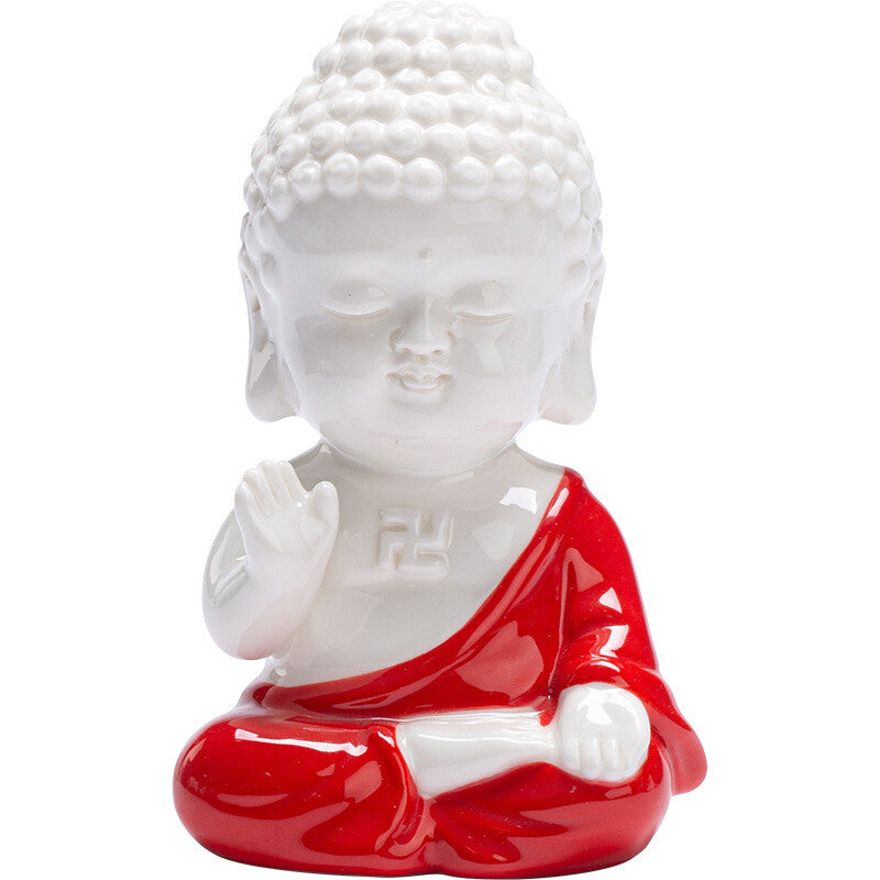 Ceramic Artware Buddha Statue Small Size Handmade China Table Ornament Tea Play