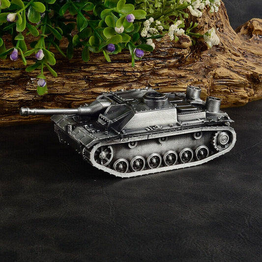 1:60 WW II Germany Sturmgeschütz III Tank Model All-metal Silver