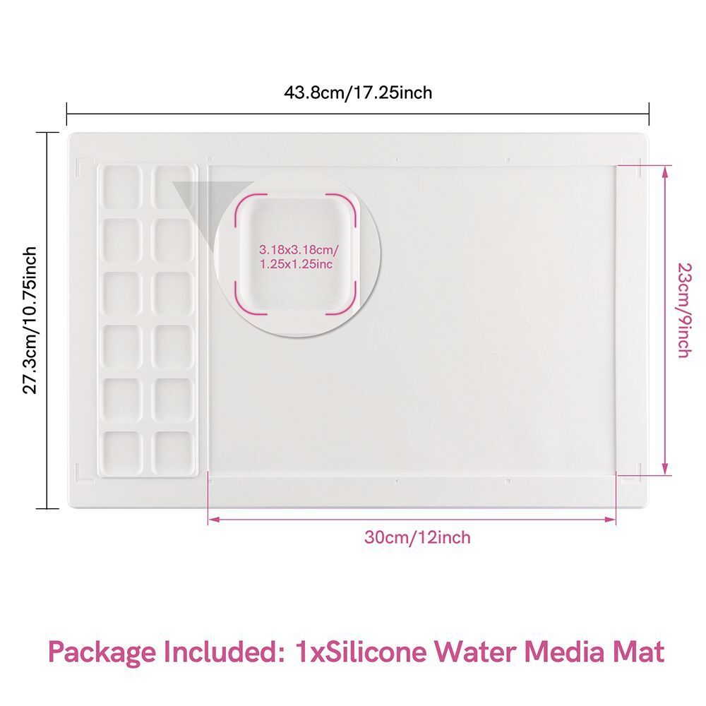 Water Media Mats Silicone Non-Stick Craft Painting Ink Blending Pads 43.8x27.3cm