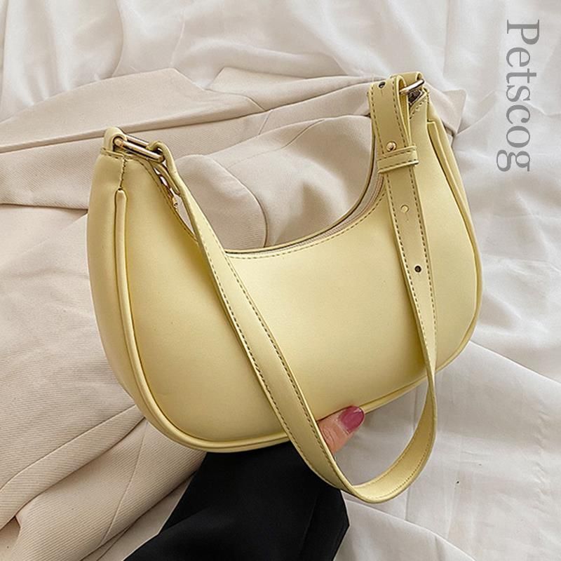 Half-moon Small Underarm Bags Clutch Synthetic Leather Handbags Shoulder Purses