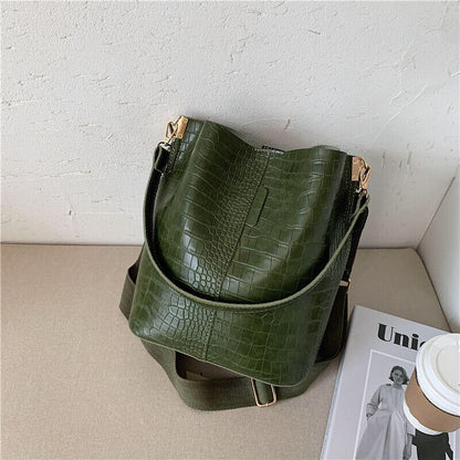 Pattern Crossbody Bags Women PU Leather Shoulder Handbags Bucket Bag