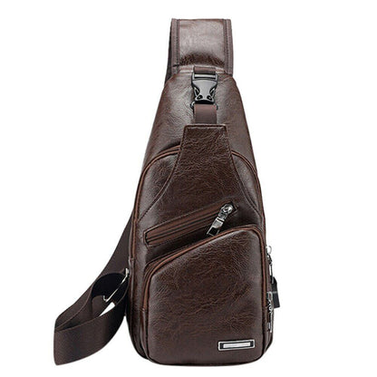 Messenger Bag USB Chest Bag Designer Leather Shoulder Bags Men's Birthday Gifts