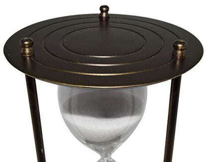 Large 3 Min 25 Sec Hourglass w\ Brushed Bronze Metal Housing, 8.5" tall