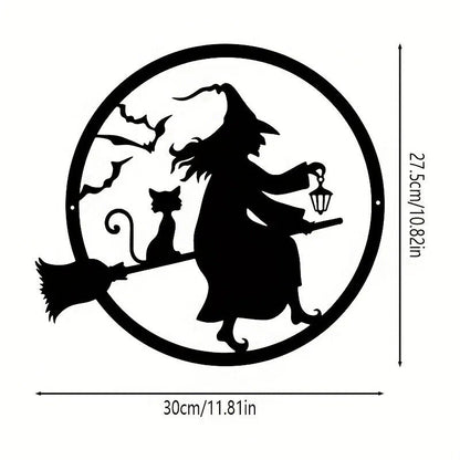 Iron Witch Metal Witch Hanger Evil Decoration,Happy Decoration Halloween Door