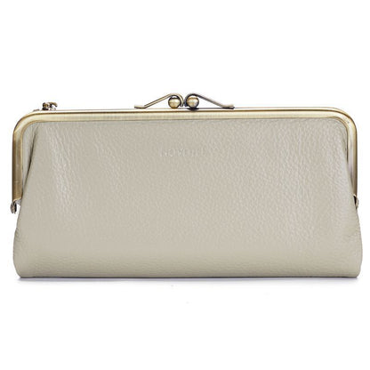 Classic Wallet Long Clutch Genuine Leather Wallet Large Coin Bag Vintage Buckle